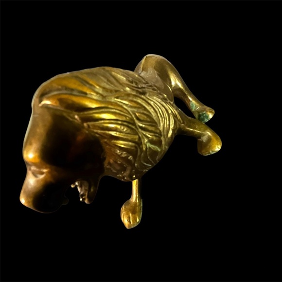 ηξψ Solid Brass Heavy Vintage Roaring Lion King of the Jungle Statue Figurine - Picture 7 of 12